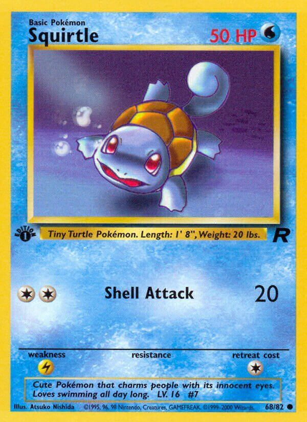 Squirtle - Team Rocket 68/82, Fini: 1st edition