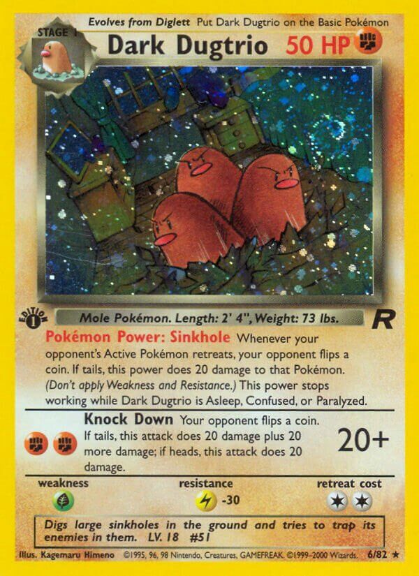 Dark Dugtrio - Team Rocket 6/82, Fini: 1st edition (Holo)