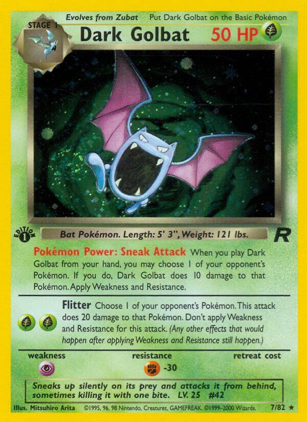 Dark Golbat - Team Rocket 7/82, Fini: 1st edition (Holo)