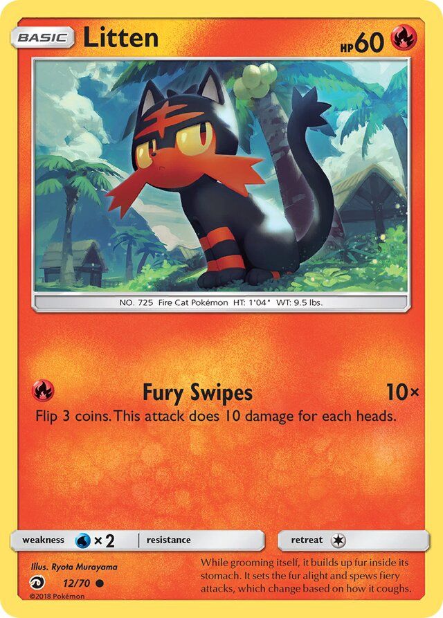 Litten - Sun &amp; Moon Dragon majesty 12/70, Fini: Unlimited