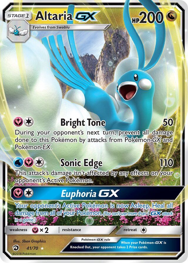 Altaria GX - Sun &amp; Moon Dragon majesty 41/70, Fini: Holofoil