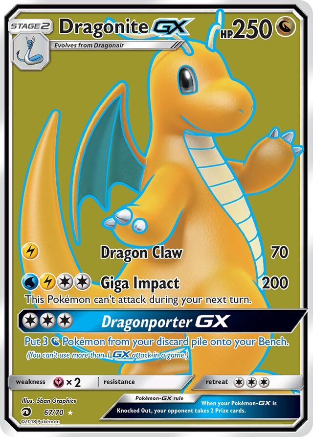 Dragonite GX - Sun &amp; Moon Dragon majesty 67/70, Fini: Holofoil