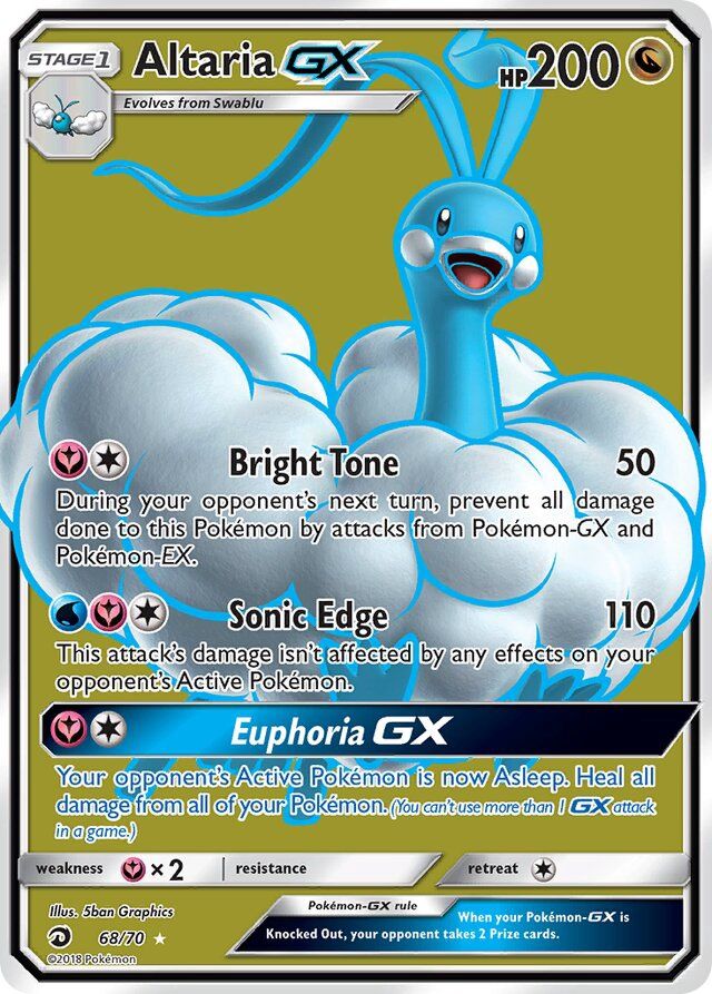 Altaria GX - Sun &amp; Moon Dragon majesty 68/70, Fini: Holofoil