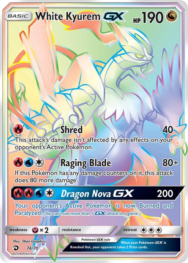 White Kyurem GX - Sun &amp; Moon Dragon majesty 74/70, Fini: Holofoil