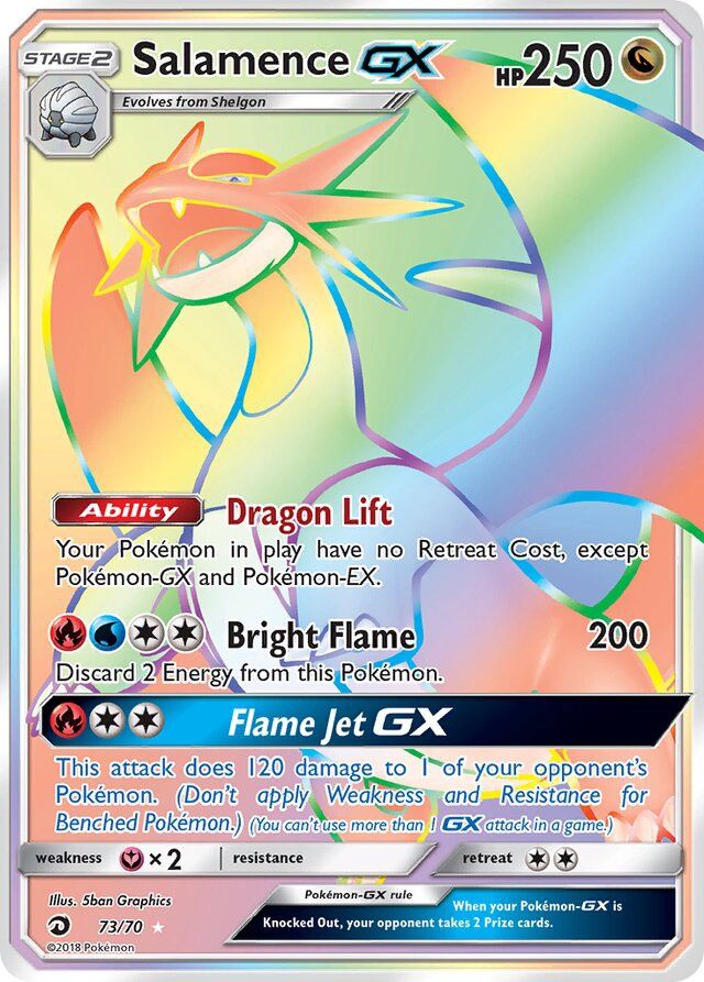 Salamence GX - Sun &amp; Moon Dragon majesty 73/70, Fini: Holofoil
