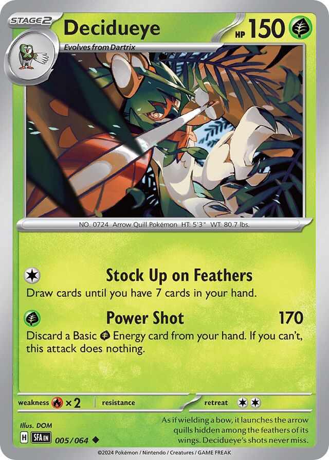 Decidueye - Scarlet &amp; Violet Shrouded fable 005/064, Fini: Unlimited