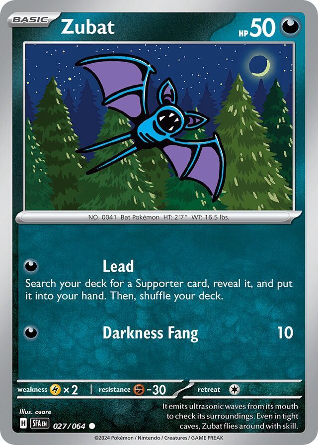 Zubat - Scarlet &amp; Violet Shrouded fable 027/064, Fini: Unlimited