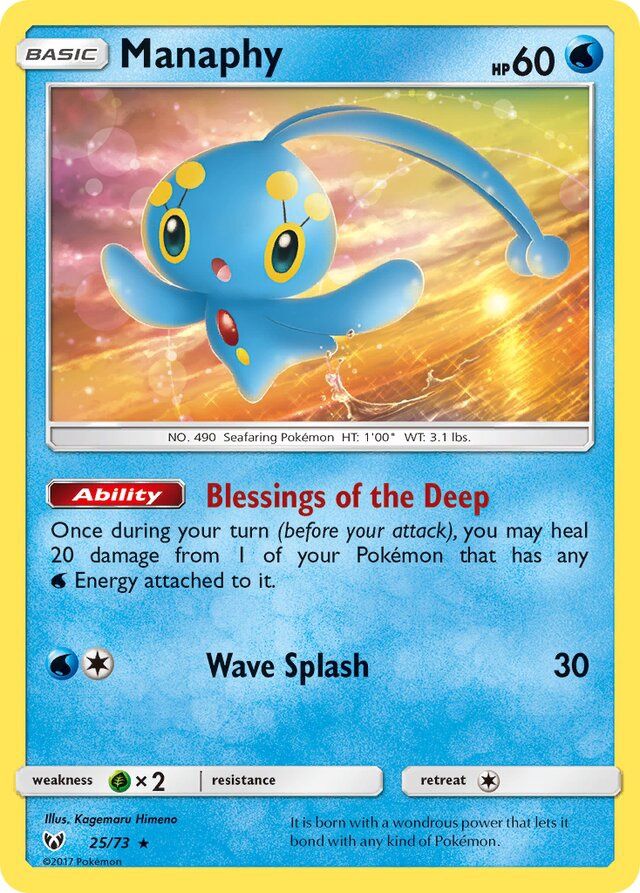 Manaphy - Sun &amp; Moon Shining legends 25/73, Fini: Unlimited