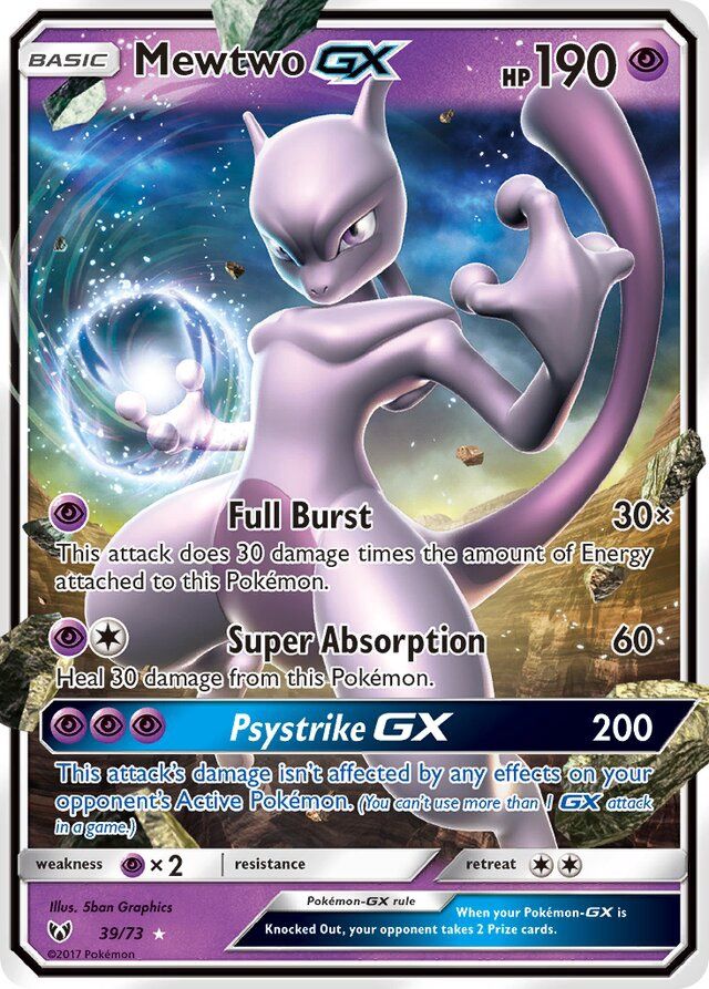 Mewtwo GX - Sun &amp; Moon Shining legends 39/73, Fini: Holofoil