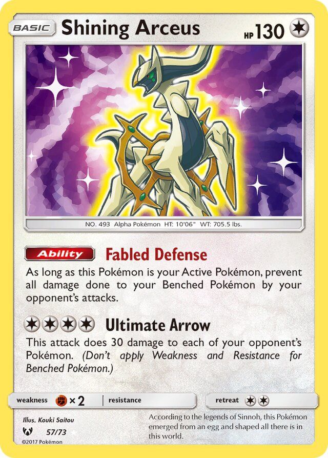 Shining Arceus - Sun &amp; Moon Shining legends 57/73, Fini: Holofoil