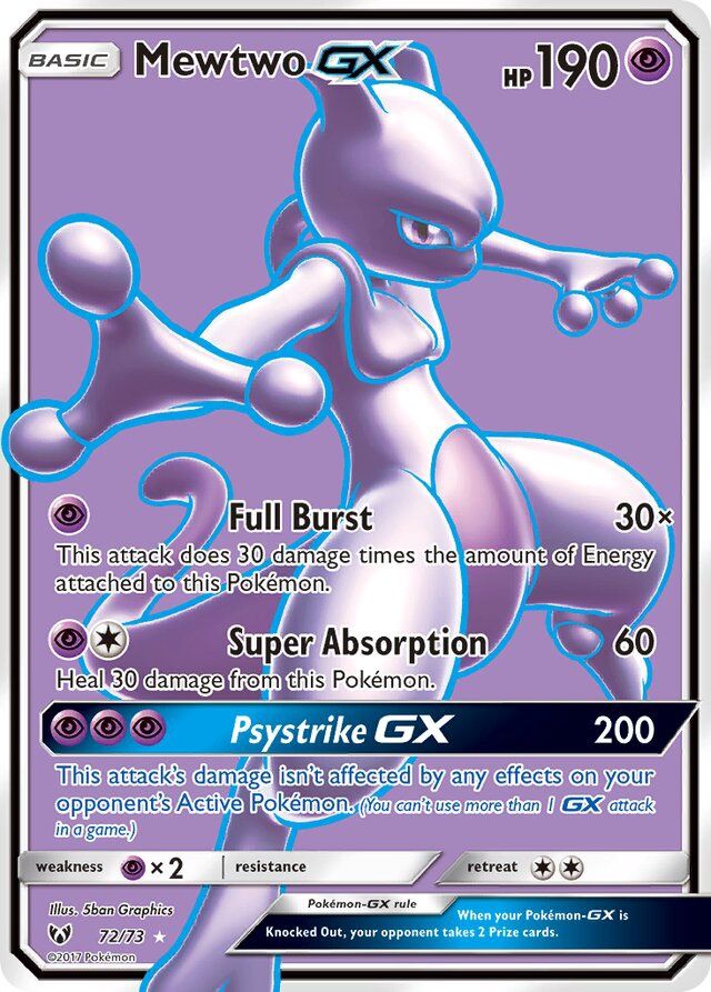 Mewtwo GX - Sun &amp; Moon Shining legends 72/73, Fini: Holofoil