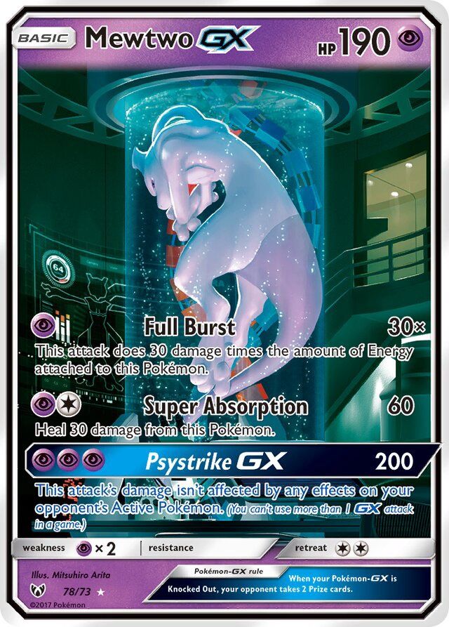 Mewtwo GX - Sun &amp; Moon Shining legends 78/73, Fini: Holofoil