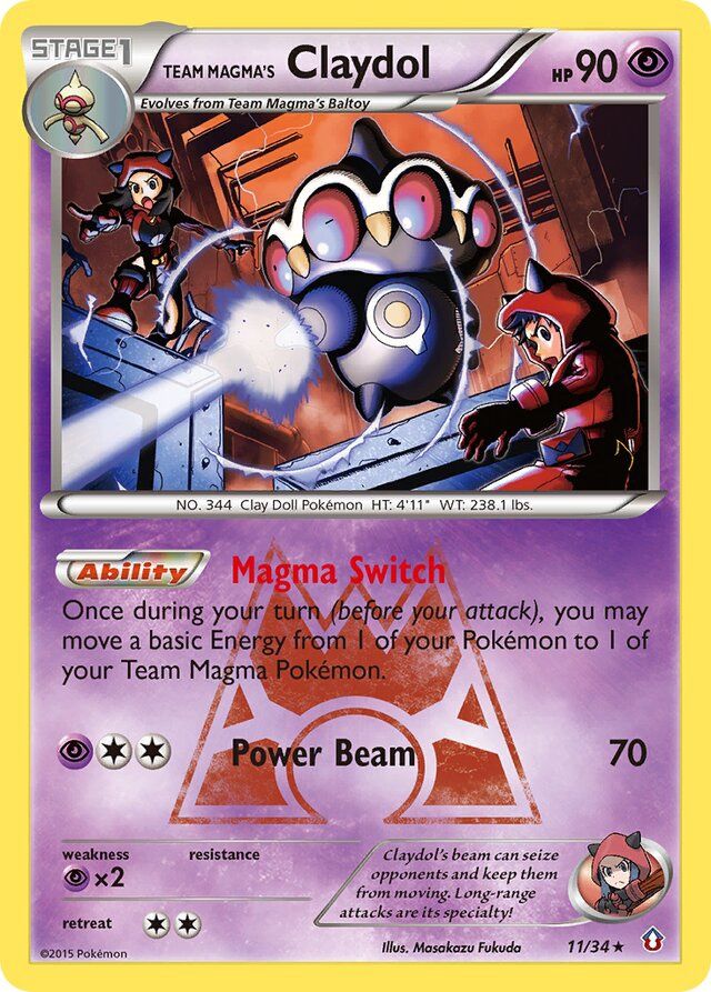 Team Magma&#39;s Claydol - XY Double crisis 11/34, Fini: Reverse holofoil
