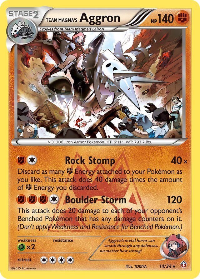 Team Magma&#39;s Aggron - XY Double crisis 14/34, Fini: Reverse holo