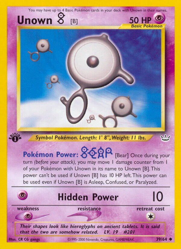 Unown (B) - NEO Revelation 39/64, Fini: 1st edition