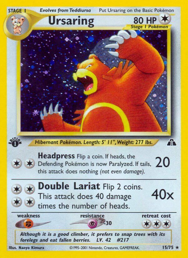 Ursaring - NEO Discovery 15/75, Fini: 1st edition Holofoil