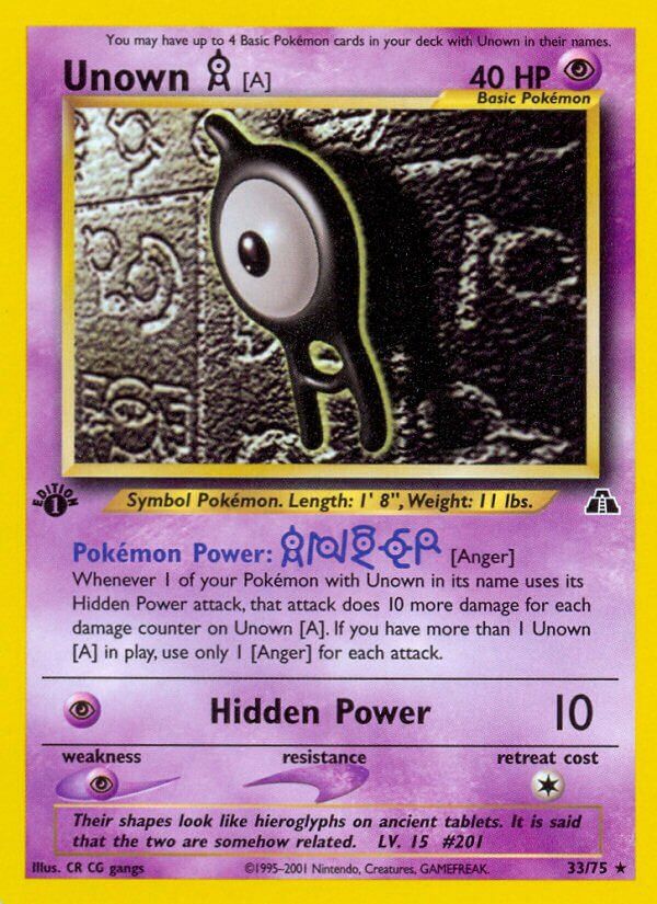 Unown (A) - NEO Discovery 33/75, Fini: 1st edition