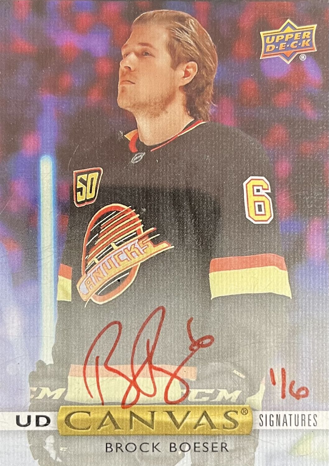 Brock Boeser - 2019-20 Upper Deck Clear cut UD Canvas signatures  1/6 inscribed