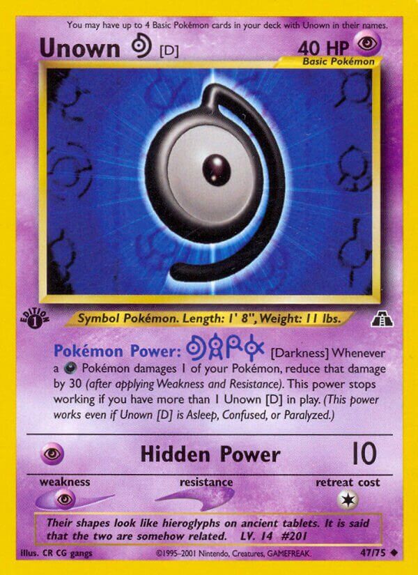 Unown - NEO Discovery 47/75, Fini: 1st edition