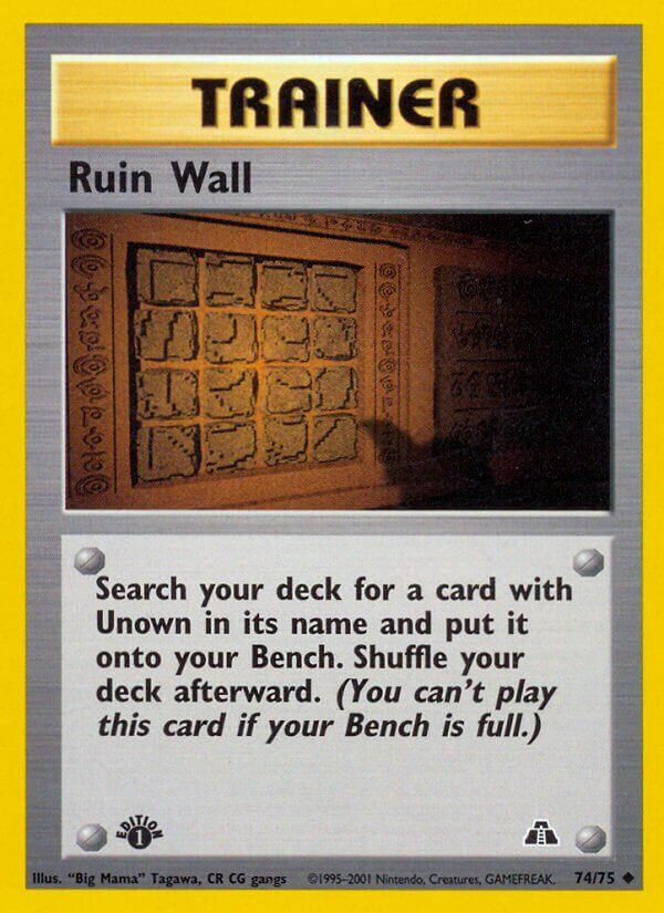 Trainer Ruin wall - NEO Discovery 74/75, Fini: 1st edition