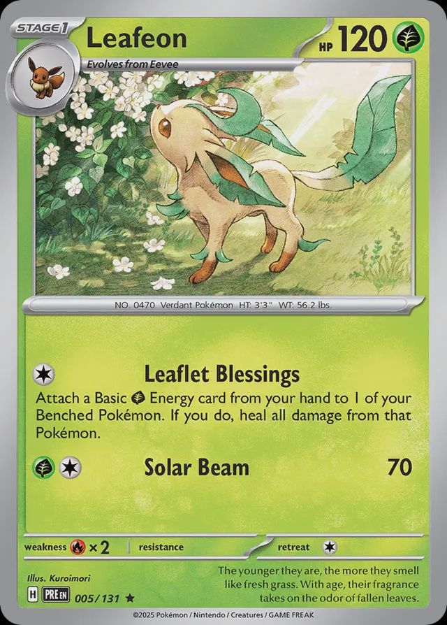 Leafeon - Scarlet &amp; Violet Prismatic evolutions 005/131, Fini: Normal