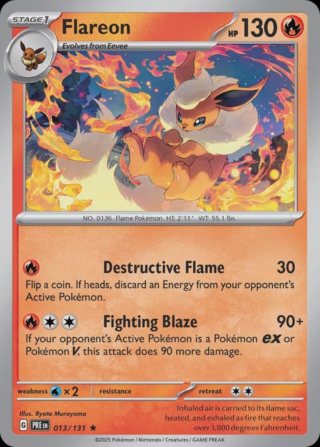 Flareon - Scarlet &amp; Violet Prismatic evolutions 013/131, Fini: Normal