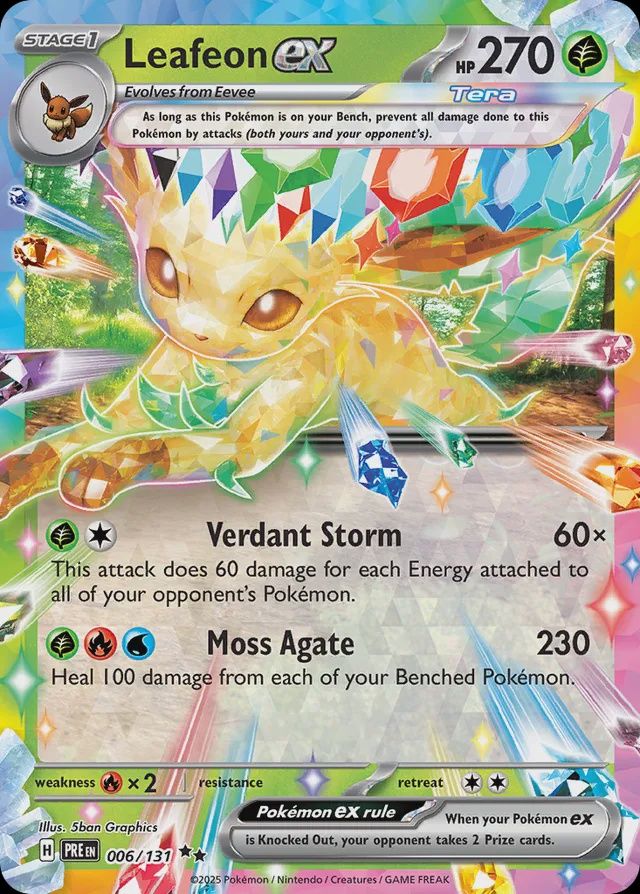 Leafeon EX - Scarlet &amp; Violet Prismatic evolutions 006/131, Fini: Holofoil