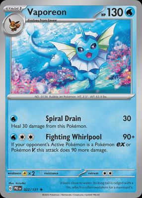 Vaporeon - Scarlet &amp; Violet Prismatic evolutions 022/131