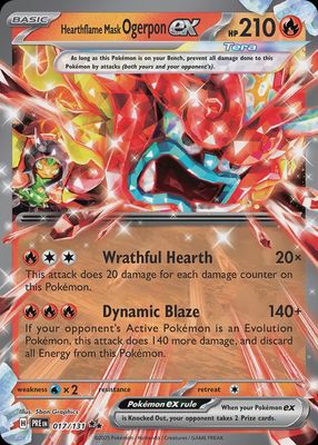 Heartflame mask Ogerpon EX - Scarlet &amp; Violet Prismatic evolutions 017/131