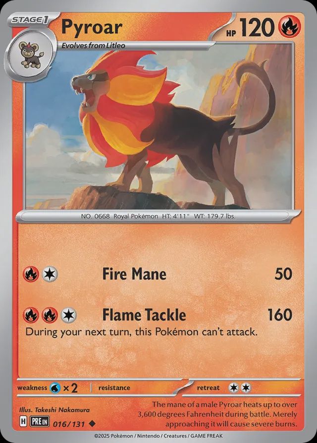 Pyroar - Scarlet &amp; Violet Prismatic evolutions 016/131, Fini: Normal
