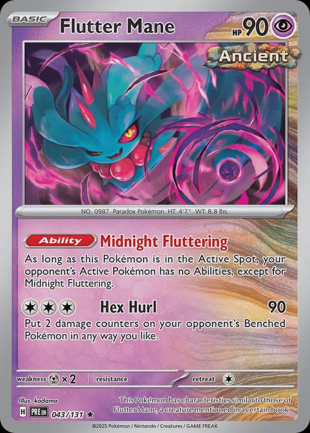 Flutter mane - Scarlet &amp; Violet Prismatic evolutions 043/131, Fini: Normal