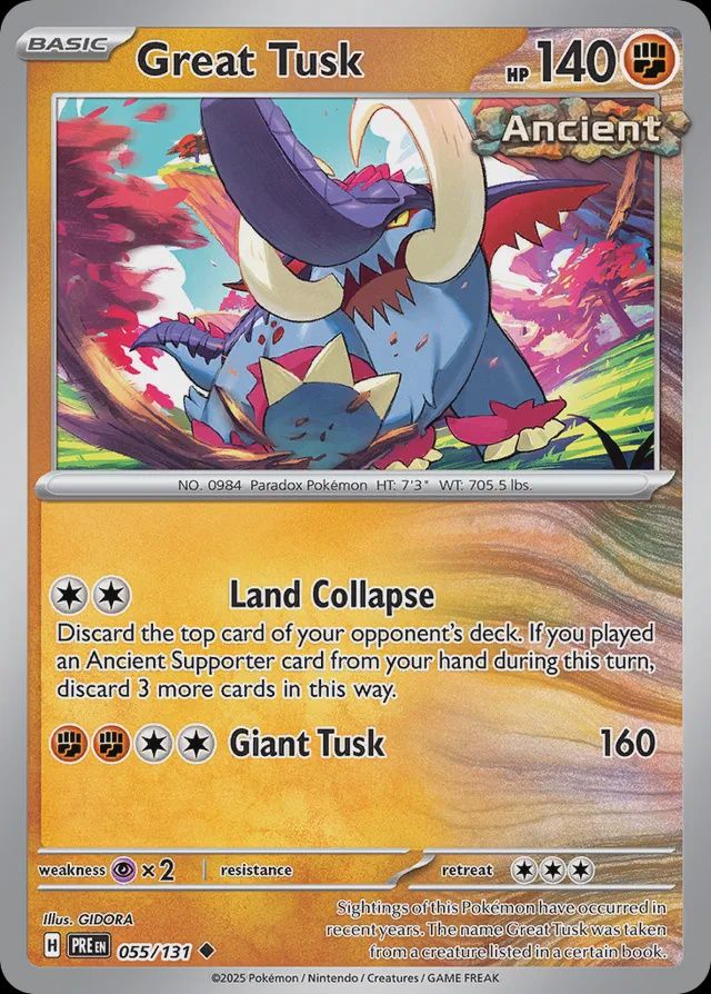 Great tusk - Scarlet &amp; Violet Prismatic evolutions 055/131, Fini: Normal