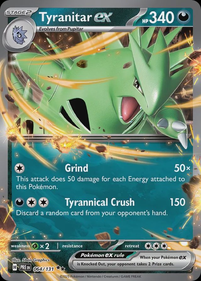 Tyranitar EX - Scarlet &amp; Violet Prismatic evolutions 064/131, Fini: Holofoil