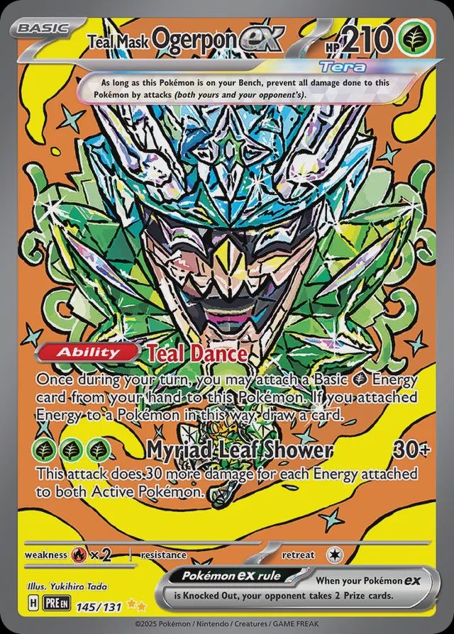 Téal mask Ogerpon  EX - Scarlet &amp; Violet Prismatic evolutions 145/131, Fini: Holofoil