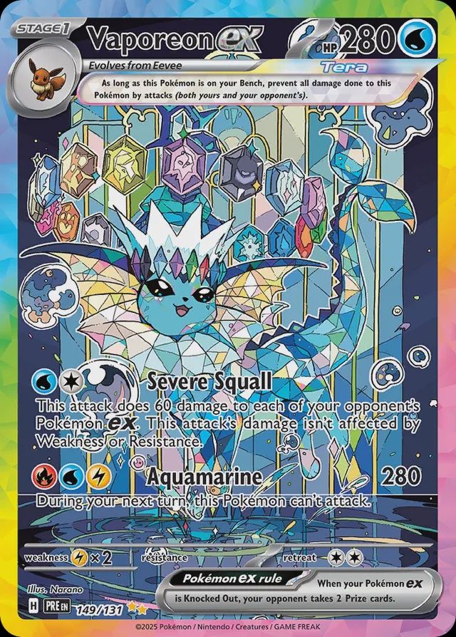 Vaporeon EX - Scarlet &amp; Violet Prismatic Evolutions 149/131, Fini: Holofoil