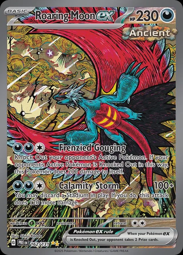 Roaring moon EX - Scarlet &amp; Violet Prismatic Evolutions 162/131, Fini: Holofoil