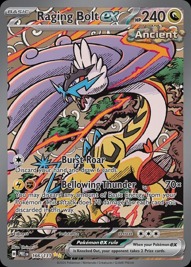 Raging bolt EX - Scarlet &amp; Violet Prismatic Evolutions 166/131, Fini: Holofoil