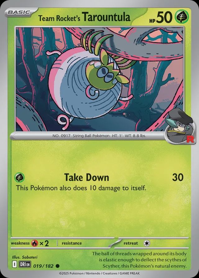 Team Rocket&#39;s Tarountula - Scarlet &amp; Violet Destined rivals 019/182, Fini: Normal