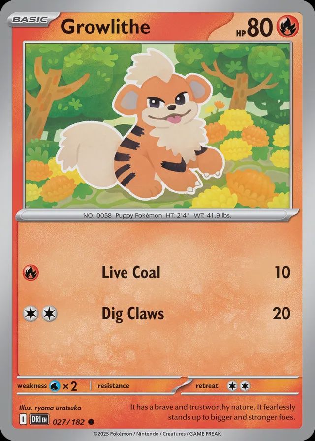 Growlithe - Scarlet &amp; Violet Destined rivals 027/182, Fini: Normal
