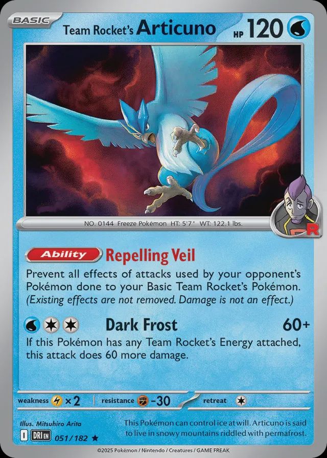 Team Rocket&#39;s Articuno - Scarlet &amp; Violet Destined rivals 051/182, Fini: Normal