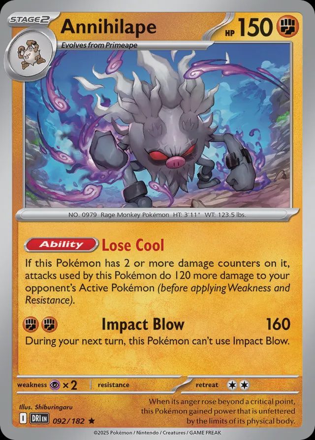 Annihilape  092/182 - Holofoil - Scarlet &amp; Violet : Destined Rivals, Qualité: Near Mint