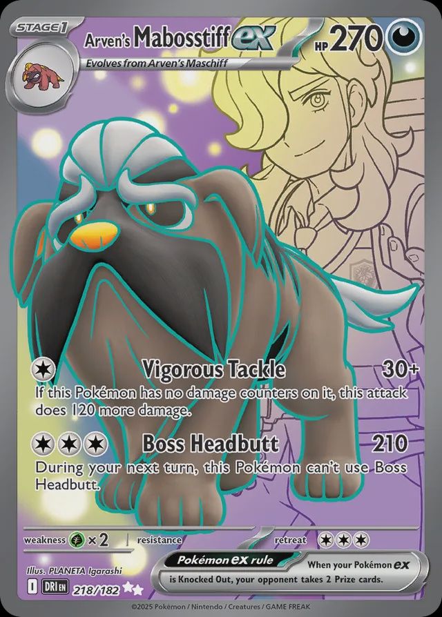 Arven&#39;s Mabosstiff EX 218/182 - Holofoil - Scarlet &amp; Violet : Destined Rivals, Qualité: Near Mint