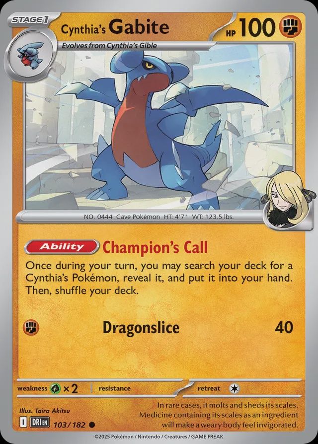 Cynthia&#39;s Gabite  103/182 - Reverse Holofoil - Scarlet &amp; Violet : Destined Rivals, Qualité: Near Mint