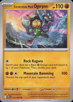 Cornerstone Mask Ogerpon  111/182 - Reverse Holofoil - Scarlet &amp; Violet : Destined Rivals