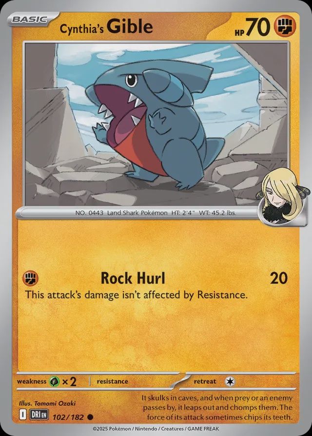 Cynthia&#39;s Gible  102/182 - Reverse Holofoil - Scarlet &amp; Violet : Destined Rivals, Qualité: Near Mint