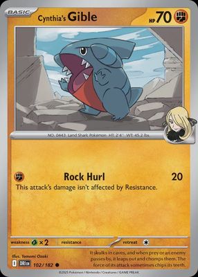 Cynthia&#39;s Gible  102/182 - Normal - Scarlet &amp; Violet : Destined Rivals