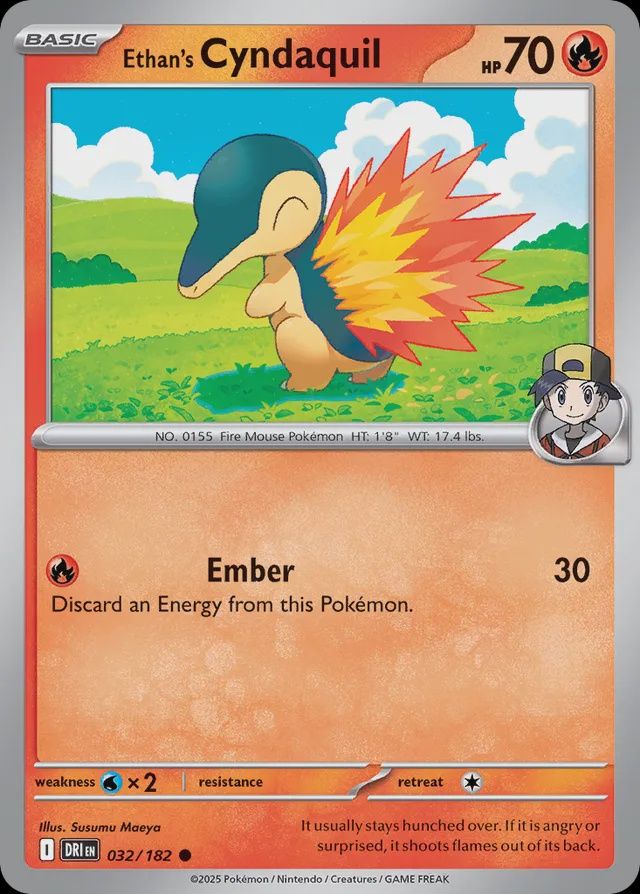Ethan&#39;s Cyndaquil  032/182 - Reverse Holofoil - Scarlet &amp; Violet : Destined Rivals, Qualité: Near Mint