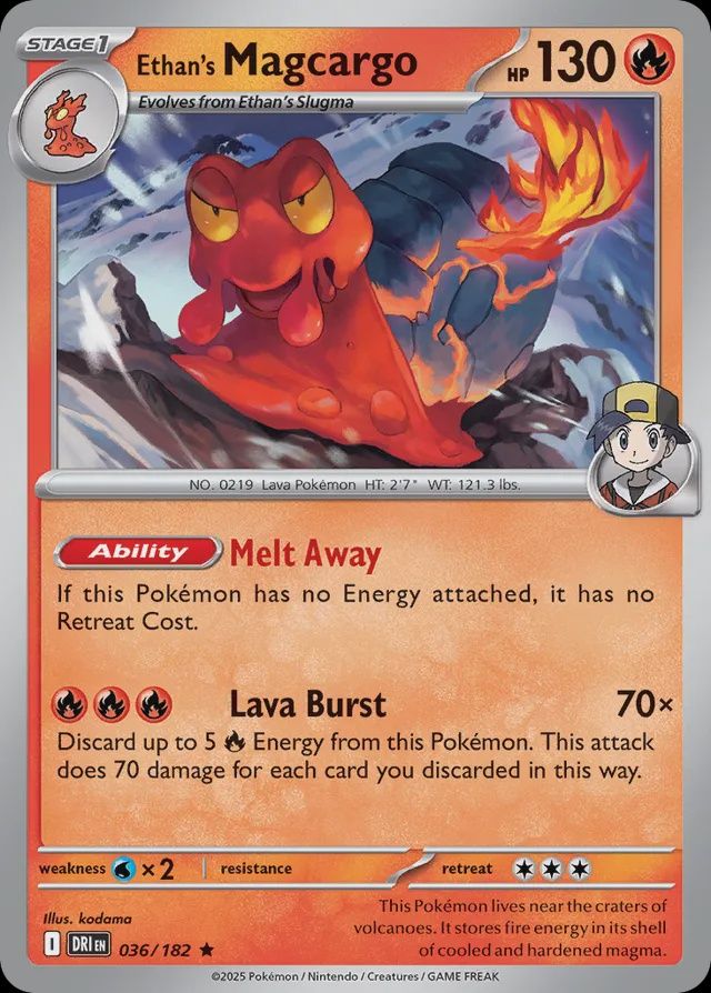 Ethan&#39;s Magcargo  036/182 - Reverse Holofoil - Scarlet &amp; Violet : Destined Rivals, Qualité: Near Mint