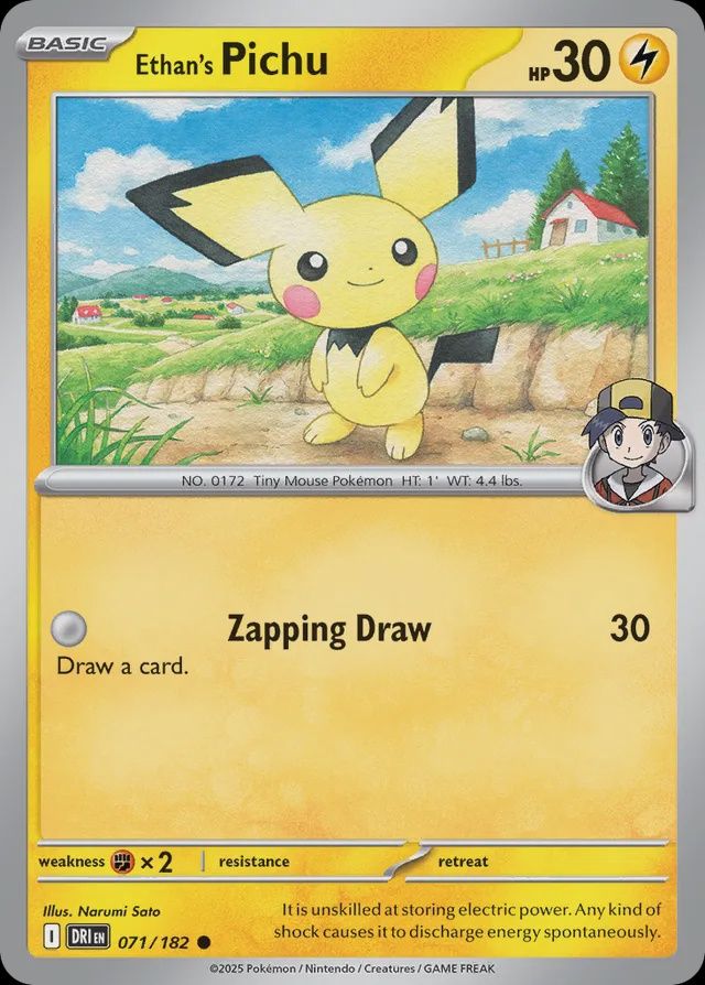 Ethan&#39;s Pichu  071/182 - Normal - Scarlet &amp; Violet : Destined Rivals, Qualité: Near Mint