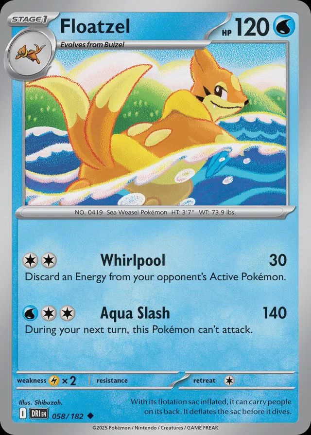 Floatzel  058/182 - Reverse Holofoil - Scarlet &amp; Violet : Destined Rivals, Qualité: Near Mint